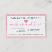 Roze glitter ombre script make-up girly 10 klantenkaartje (Achterkant)