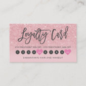 Roze glitter ombre script make-up girly 10 klantenkaartje (Voorkant)