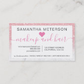 Roze glitter ombre script make-up marmer 10 klantenkaartje (Achterkant)