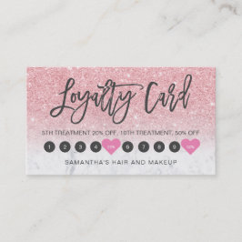 Roze glitter ombre script make-up marmer 10 klantenkaartje