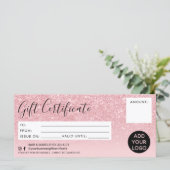 Roze glitter ombre sparkles certificate logo (Staand voorkant)