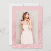 Roze glitter ombre sparkles chic script Dertien Kaart (Achterkant)