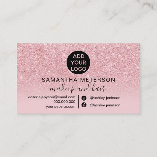 roze glitter ombre sparkles girale make - up klantenkaartje (Achterkant)