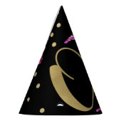 Roze Glitter ONE Black Floral 1st Birthday Party Feesthoedjes (Links)