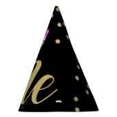 Roze Glitter ONE Black Floral 1st Birthday Party Feesthoedjes (Rechts)