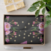 Roze Glitter ONE Black Floral 1st Birthday Party Tissuepapier (Geschenk)