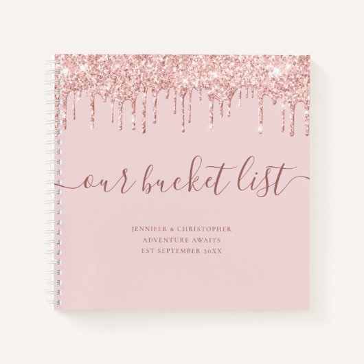 Roze Glitter Onze Bucket List Couple's Notitieboek (Voorkant)