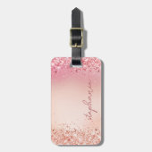 Roze Glitter Op Maat Bagagelabel (Voorkant verticaal)