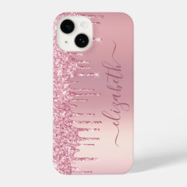 Roze Glitter op maat iPhone 14 Hoesje