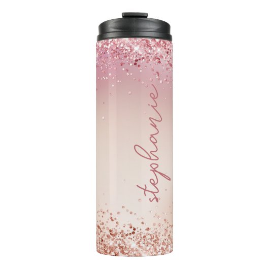 Roze Glitter Op Maat Thermosbeker (Voorkant)