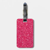Roze glitter, op maat van naam en monogram bagagelabel (Achterkant verticaal)