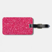 Roze glitter, op maat van naam en monogram bagagelabel (Achterkant horizontaal)