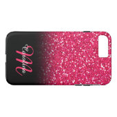 Roze glitter, op maat van naam en monogram Case-Mate iPhone case (Achterkant (Horizontaal))