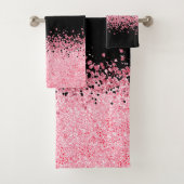 Roze glitter op zwart bad handdoek (Insitu)