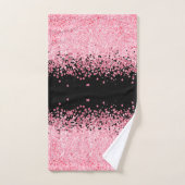 Roze glitter op zwart bad handdoek (Handdoek)