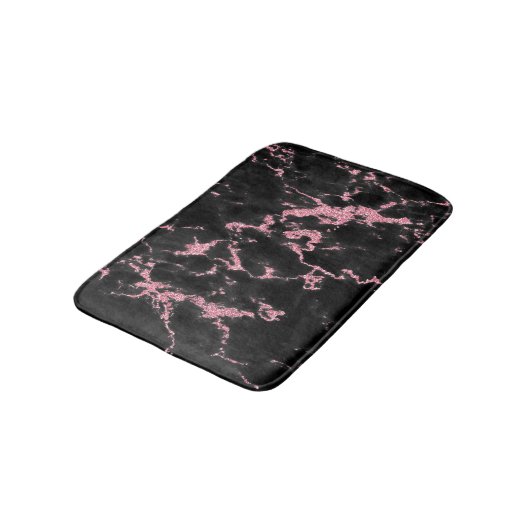 Roze glitter op zwarte achtergrond badmat (Gekanteld)