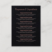 Roze glitter op zwarte fragrance Ingredients Soap Visitekaartje (Achterkant)