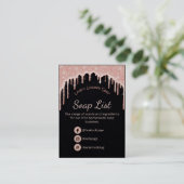 Roze glitter op zwarte fragrance Ingredients Soap Visitekaartje (Staand voorkant)