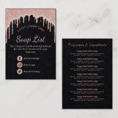 Roze glitter op zwarte fragrance Ingredients Soap Visitekaartje (Voorkant / Achterkant)