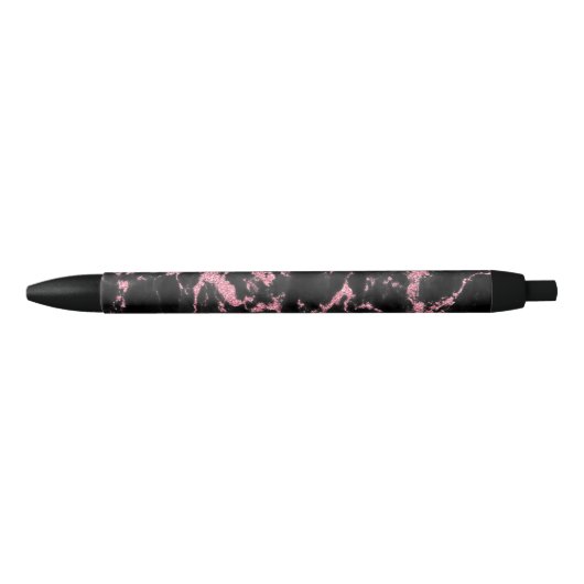 Roze Glitter Over Zwarte Achtergrond Zwarte Inkt Pen (Voorkant)