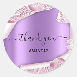 Roze Glitter Paarse Bridal Sweet16th Hartelijk dan Ronde Sticker