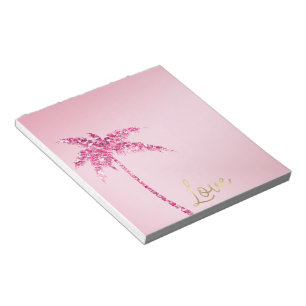 Roze Glitter Palmboom Ombre Goud Liefde Notitieblok