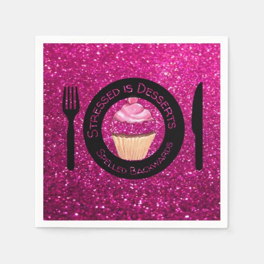 Roze glitter Paper Napkins Servet (Voorkant)