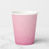 Roze Glitter Papieren Bekertje met Naam & Initiale Bekers (Achterkant)