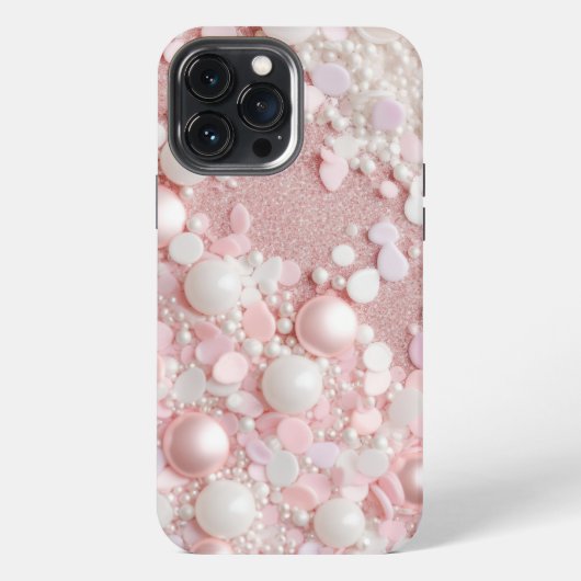 Roze Glitter Parel Glam Bling iPhone Hoesje (Achterkant)