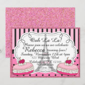 Roze Glitter Paris Eiffeltoren Meisjes Birthday Kaart (Voorkant / Achterkant)