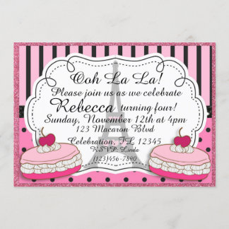 Roze Glitter Paris Eiffeltoren Meisjes Birthday Kaart