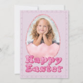 Roze Glitter Pasen Ei Custom Foto Feestdagenkaart (Voorkant)