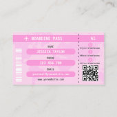Roze Glitter Passport Wereldkaart Boarding Pass Visitekaartje (Achterkant)