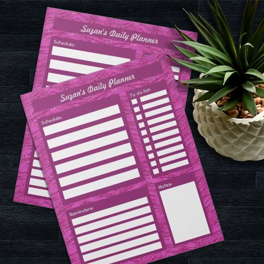 Roze Glitter Patroon Gepersonaliseerde Dagelijkse  Notitieblok