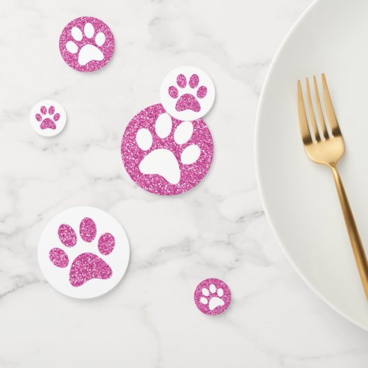 Roze Glitter Paw Print Puppy Kat Dierlijk Tabel Confetti (Groep)