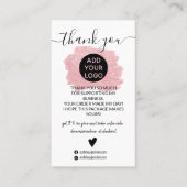 Roze glitter penseelstreek logo orde bedankt visitekaartje (Voorkant)