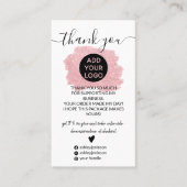 Roze glitter penseelstreek logo orde bedankt visitekaartje (Voorkant)