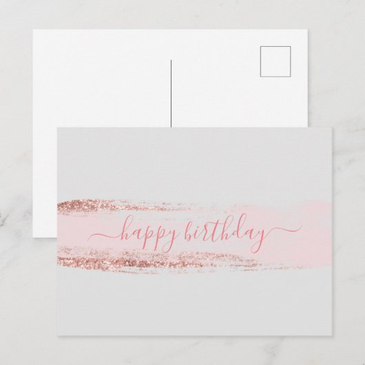 Roze glitter-penseelstreek op zaterdag briefkaart (Voorkant / Achterkant)