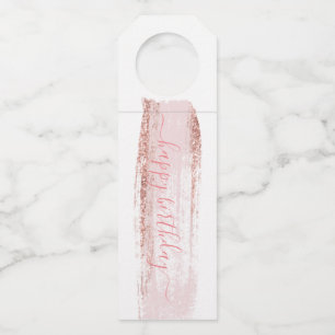 Roze glitter-penseelstreek op zaterdag flessenhanger