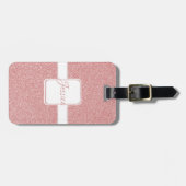 Roze glitter Personaliseer Bagagelabel (Voorkant horizontaal)