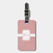 Roze glitter Personaliseer Bagagelabel (Voorkant verticaal)