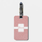 Roze glitter Personaliseer Bagagelabel (Achterkant verticaal)