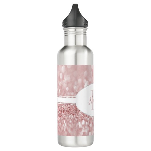 Roze glitter Personaliseer waterflesje Waterfles (Links)