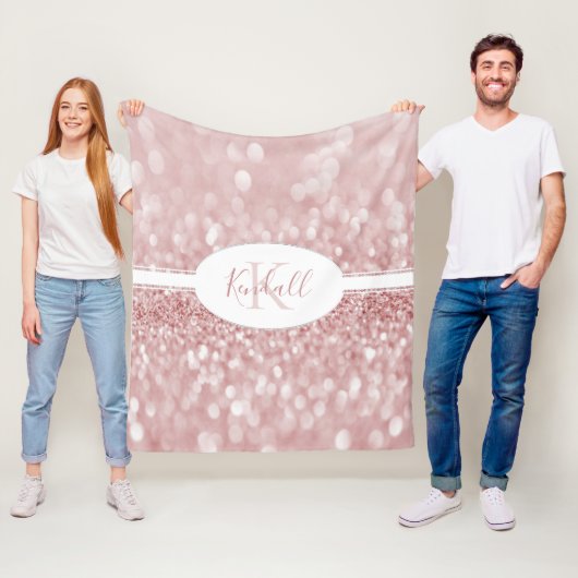 Roze glitter Personaliseert bruin Fleece Deken (In situ)