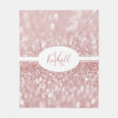 Roze glitter Personaliseert bruin Fleece Deken (Voorkant)