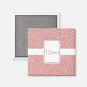 Roze glitter personaliseert Magnet (Voorkant / Achterkant)