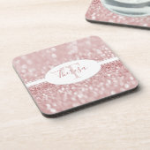 Roze glitter Personaliseert plastic Onderzetter (Linkerzijde)