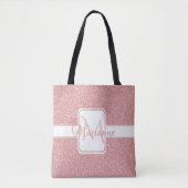 Roze Glitter Personalized Canvas tas (Voorkant)