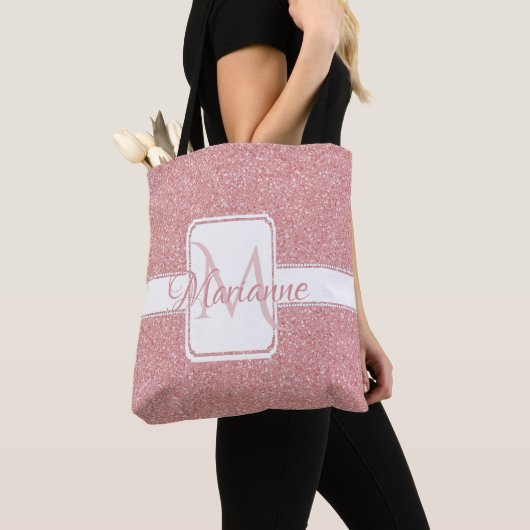 Roze Glitter Personalized Canvas tas (Dichtbij)
