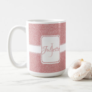Roze Glitter Personalized Coffee Mok